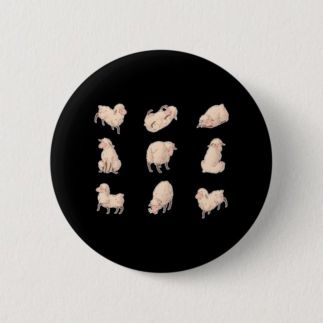 Baby Sheep Lamp Farm Button (Front)