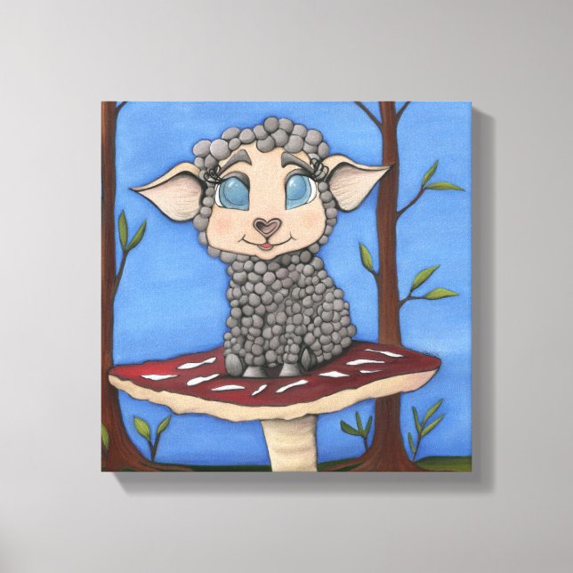 Baby Sheep on Toadstool Canvas Print (Front)