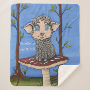 Baby Sheep on Toadstool Sherpa Blanket