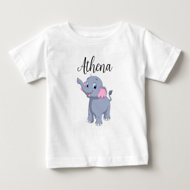 Baby Shirt with Customizable Name and Elephant (Front)