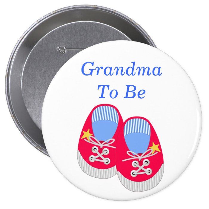 Baby Shoes Baby Shower Grandma Pin Button  Zazzle