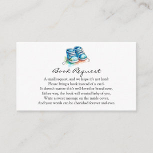Baby Shoes Blue Boy Baby Shower Book Request Enclosure Card