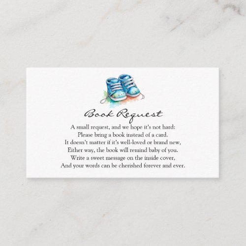 Baby Shoes  Blue Boy Baby Shower Book Request Enclosure Card