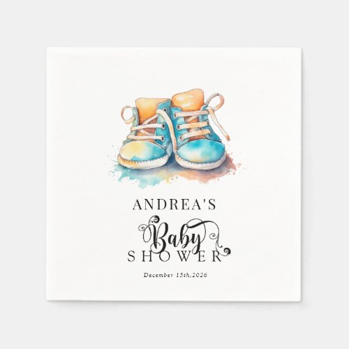 Baby Shoes  Blue Boy Baby Shower  Napkins