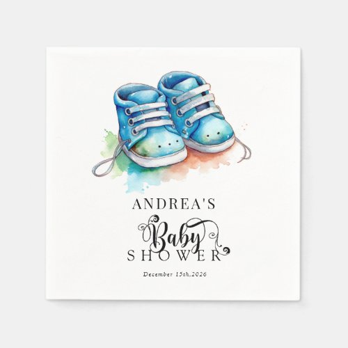 Baby Shoes  Blue Boy Baby Shower  Napkins