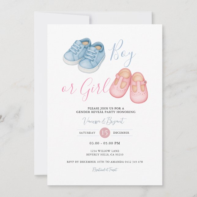 Baby Shoes GENDER REVEAL Party Invitation (Front)
