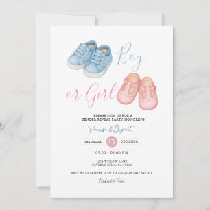 Baby Shoes GENDER REVEAL Party Invitation