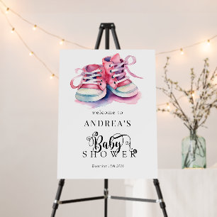 Baby Shoes   Girl Pink Baby Shower Welcome Sign