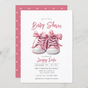 Baby Shoes Pink Girl Baby Shower Invitation