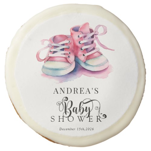 Baby Shoes  Pink Girl Baby Shower   Sugar Cookie