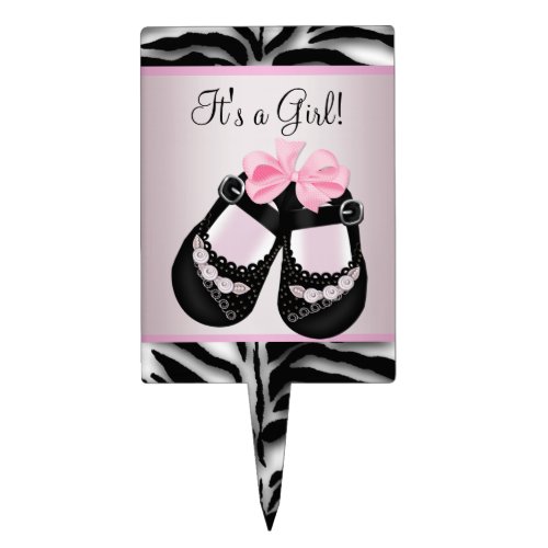 Baby Shoes Pink Zebra Baby Shower Cake Topper