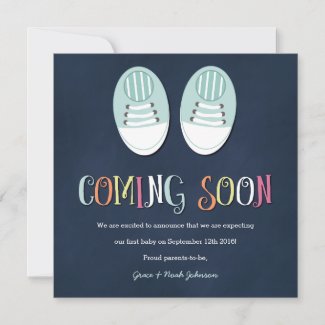 Baby Shoes Pregnancy Announcement in Navy