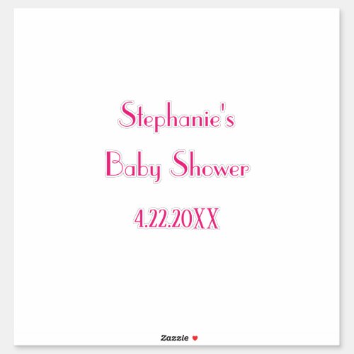 Baby Shower 2024 Girls Pink Custom Name Elegant Sticker