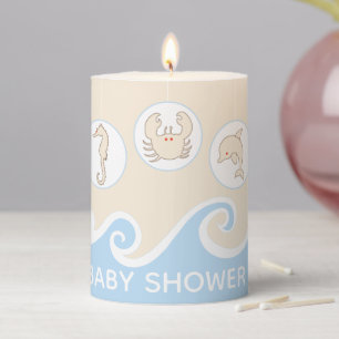Baby Shower 3 x 4" Pillar Candle Beach Mobile