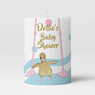 Baby Shower 3 x 4" Pillar Candle Flamingo