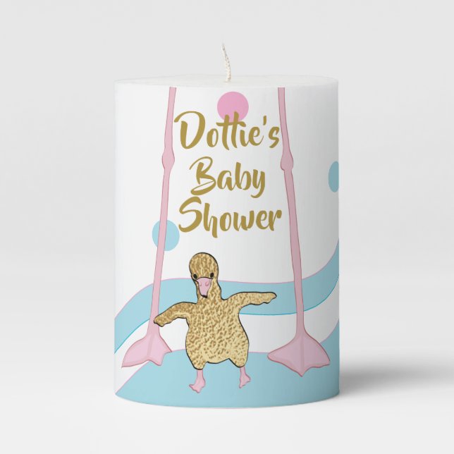 Baby Shower 3 x 4" Pillar Candle Flamingo (Front)