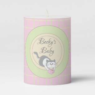 Baby Shower 3 x 4" Pillar Candle Library/Pink