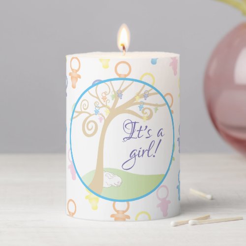 Baby Shower 3  x 4 Pillar Candle Paci Bunny