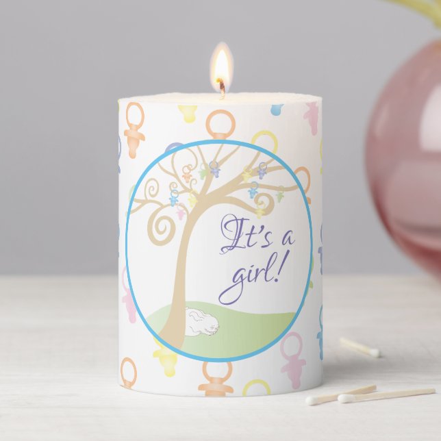 Baby Shower 3  x 4" Pillar Candle Paci Bunny (In Situ)