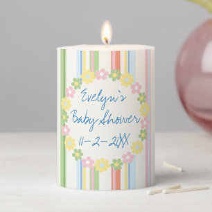 Baby Shower 3 x 4" Pillar Candle Picnic Floral