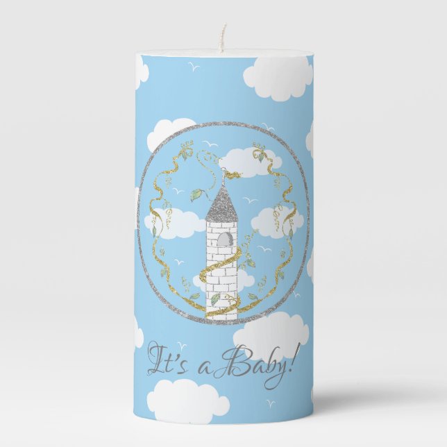 Baby Shower 3 x 6" Pillar Candle Castle in the Sky (Front)