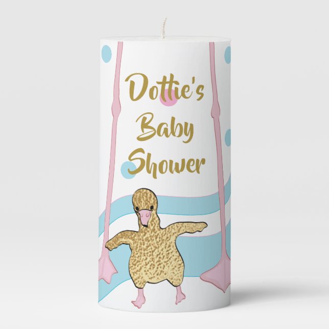 Baby Shower 3 x 6" Pillar Candle Flamingo (Front)