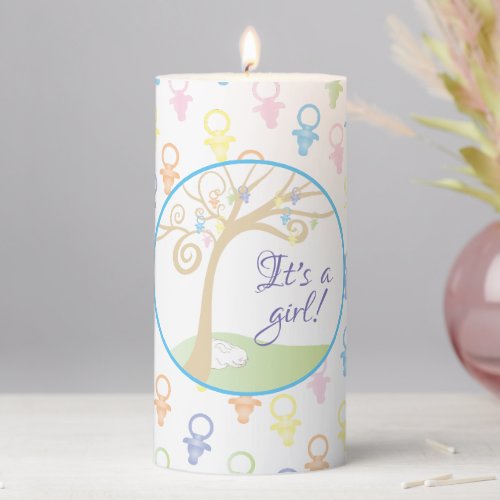 Baby Shower 3  x 6 Pillar Candle Paci Bunny