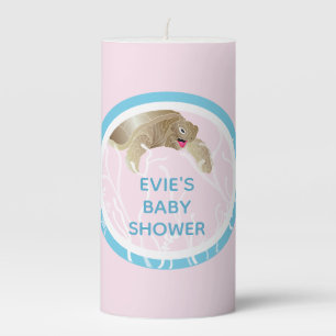 Baby Shower 3 x 6" Pillar Candle Turtle Pink