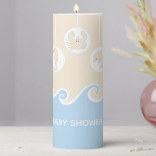 Baby Shower 3 x 8" Pillar Candle Beach Mobile