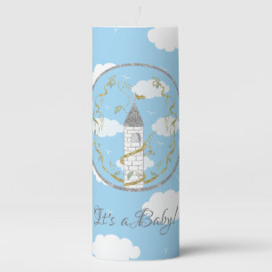 Baby Shower 3 x 8" Pillar Candle Castle in the Sky