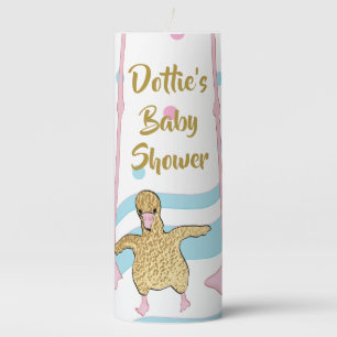 Baby Shower 3 x 8" Pillar Candle Flamingo