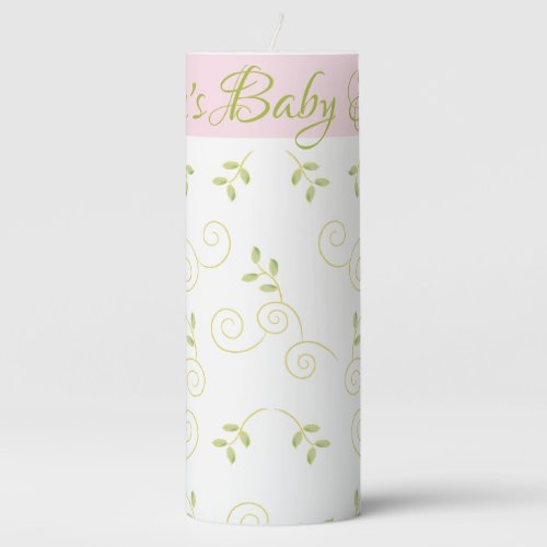 Baby Shower 3 x 8 Pillar Candle Gold BirdsPink