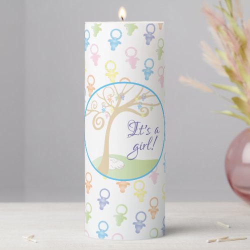 Baby Shower 3  x 8 Pillar Candle Paci Bunny