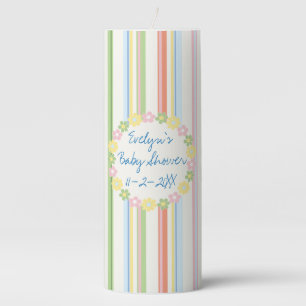 Baby Shower 3 x 8" Pillar Candle Picnic Floral