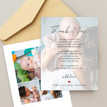 Baby shower 4 photos simple script modern thank you card<br><div class="desc">Send an elegant trendy modern thank you card to your host and all your friends who attended your baby shower. In simple minimalist style with your custom 4 photo grid collage and text transparent overlay, it is suitable for boy, girl or neutral baby showers. You can easily replace the photos...</div>