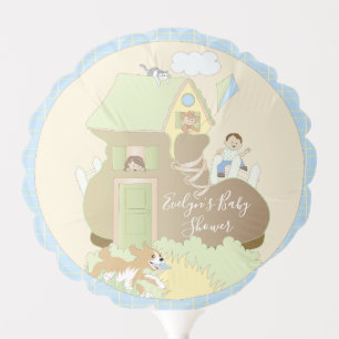 Baby Shower 6" Round Balloon Build a Library Blue