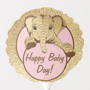 Baby Shower 6" Round Balloon Mom and Baby Elephant