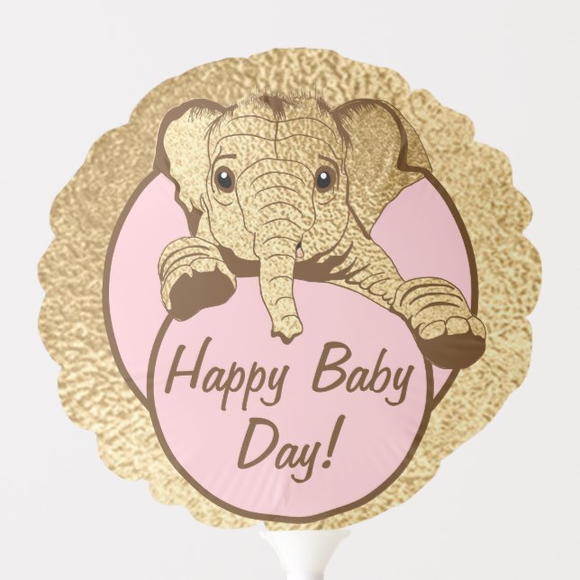 Baby Shower 6" Round Balloon Mom and Baby Elephant (Front)