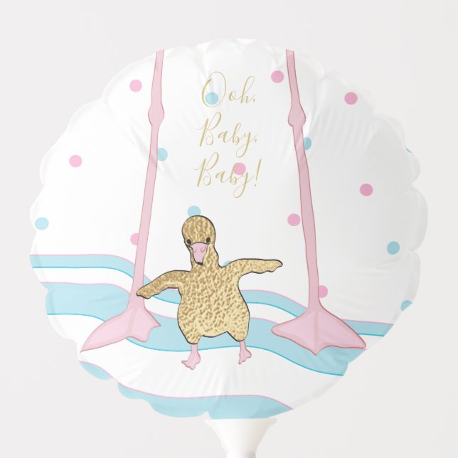 Baby Shower 6" Round Balloon Mom and Baby Flamingo (Front)