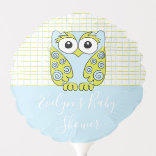 Baby Shower 6" Round Balloon Owl in a Tree Blue