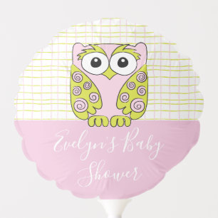 Baby Shower 6" Round Balloon Owl in a Tree Pink