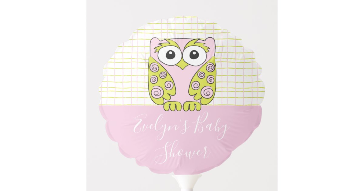 Baby Shower 6 Round Balloon Owl In A Tree Pink Zazzle Com