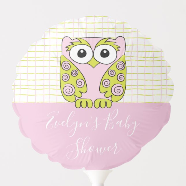 Baby Shower 6" Round Balloon Owl in a Tree Pink (Front)
