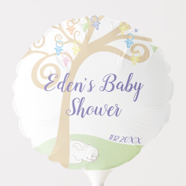 Baby Shower 6" Round Balloon Paci Bunny (Front)