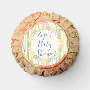 Baby Shower 6" Round Balloon Picnic Flower Stripes Reese's Peanut Butter Cups