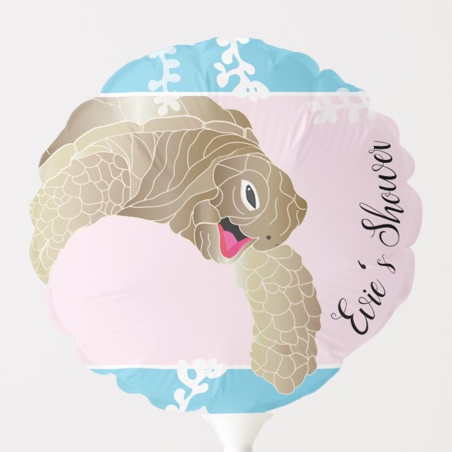 Baby Shower 6" Round Balloon Pink BabyTurtle (Front)