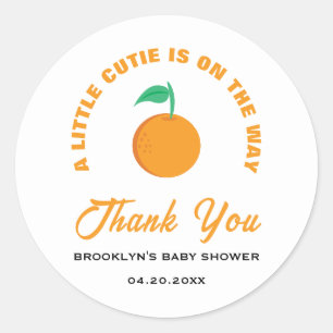 Baby Shower A Little Cutie Citrus Gender Neutral Classic Round Sticker