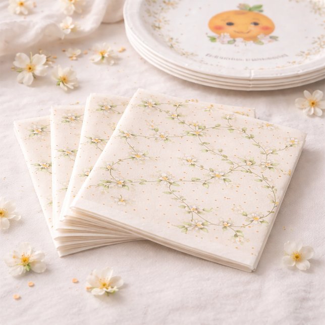 Baby Shower A Little Cutie Orange Blossom vine Napkins (Creator Uploaded)