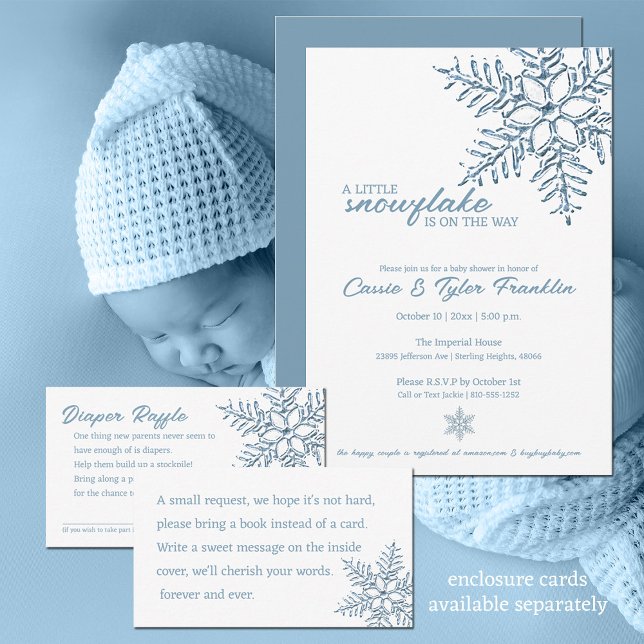 Baby Shower A Little Snowflake is on the Way Invitation (Simple, yet elegant baby shower design for the little snowflake that is coming your way.  )