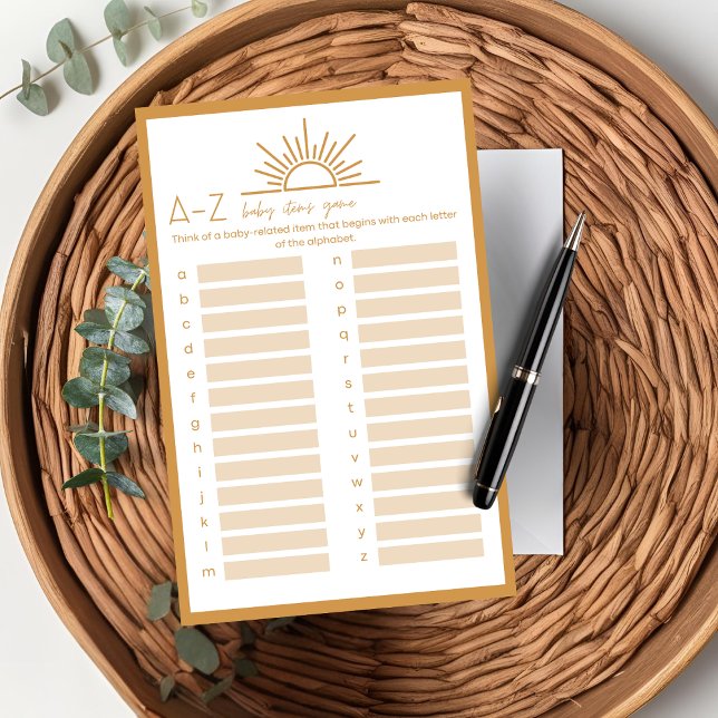 Baby Shower A-Z baby items game Sunshine Boho  (Creator Uploaded)